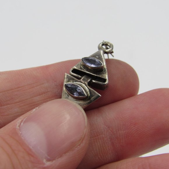 17" Sterling Amethyst Peridot & Pearl Necklace - Picture 4 of 6